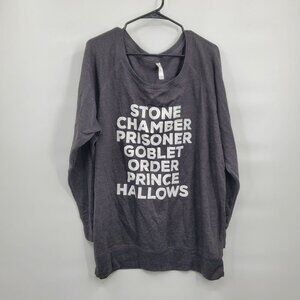 L A T Harry Potter Themed Long Sleeve Boat Neck Top Women Size Plus 3